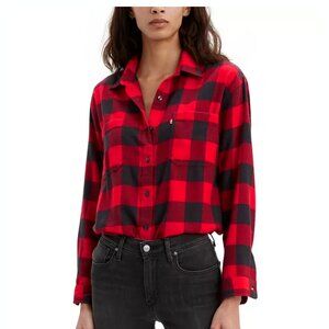 Levi's Womens Boyfriend Fit Buffalo Plaid Button Down Shirt
